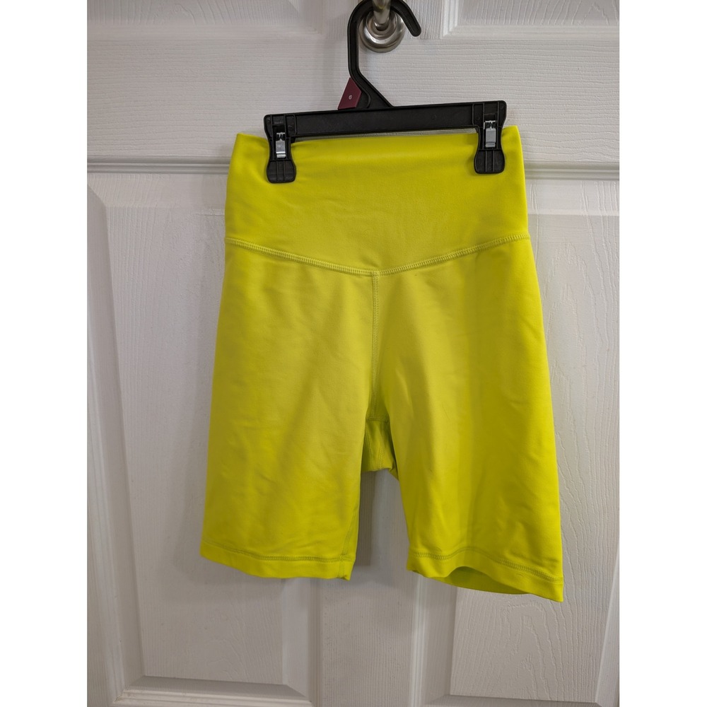POPFLEX Biker‎ Shorts Womens Sculpt Neon Yellow Crossover Waist NWT - Size XS